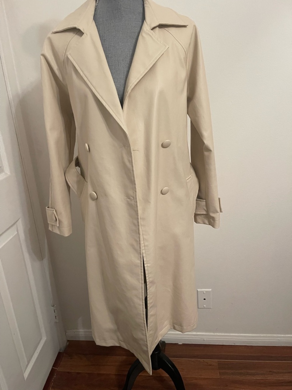 Forever 21 Faux Leather Double Breasted Coat.Size Small